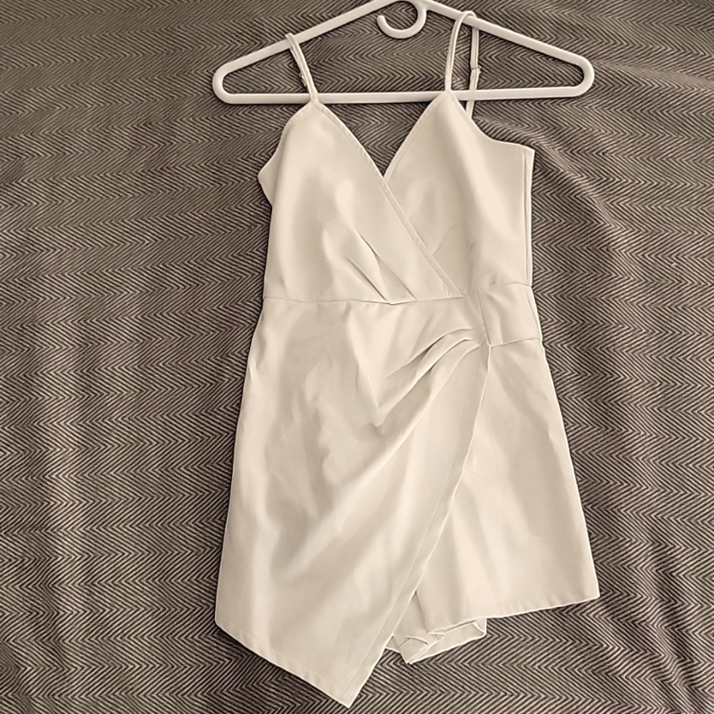 White faux leather jumpsuit (romper)